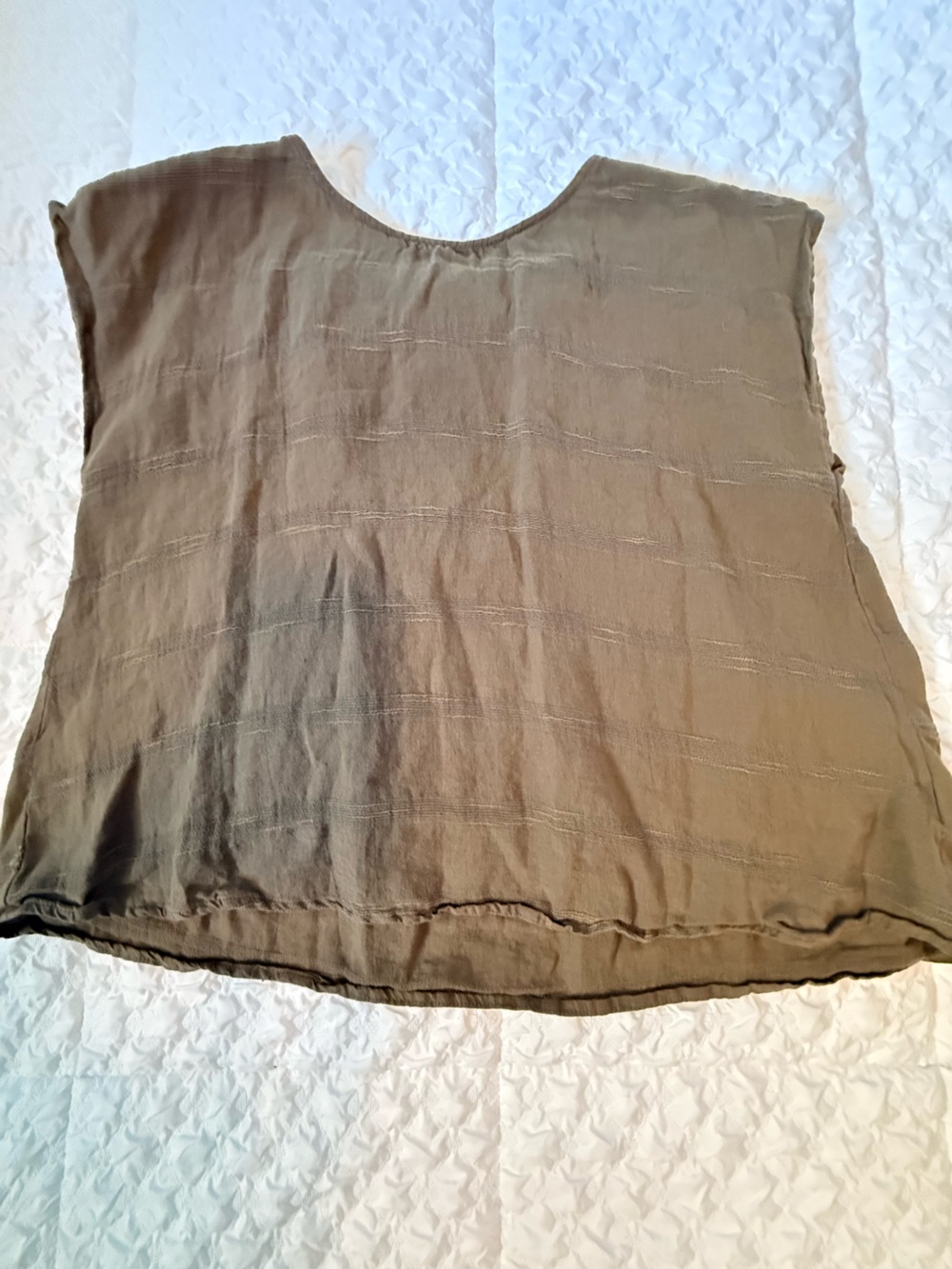 Bon Ami 100% Linen Striped Top in Brown Size Small